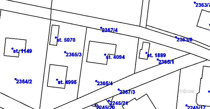 Parcela st. 4094 v KÚ Rožnov pod Radhoštěm, Katastrální mapa