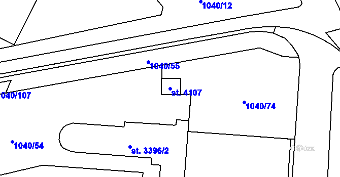 Parcela st. 4107 v KÚ Rožnov pod Radhoštěm, Katastrální mapa