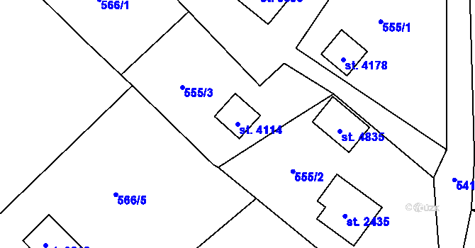 Parcela st. 4114 v KÚ Rožnov pod Radhoštěm, Katastrální mapa
