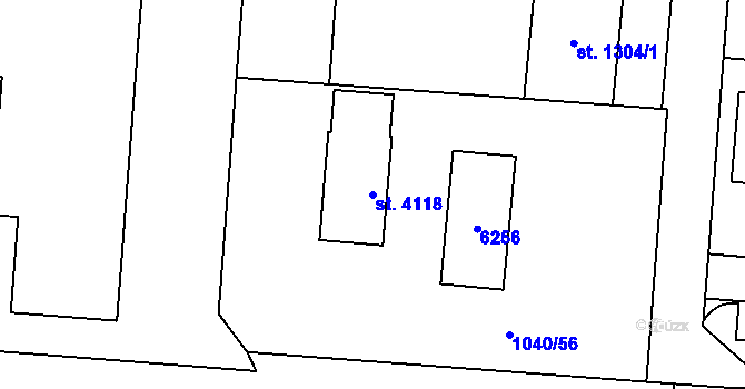 Parcela st. 4118 v KÚ Rožnov pod Radhoštěm, Katastrální mapa