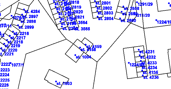 Parcela st. 4159 v KÚ Rožnov pod Radhoštěm, Katastrální mapa