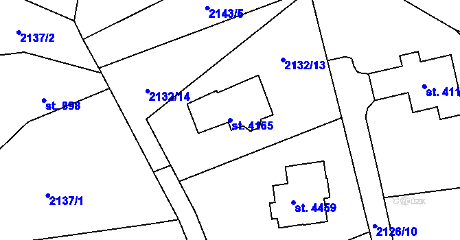 Parcela st. 4165 v KÚ Rožnov pod Radhoštěm, Katastrální mapa