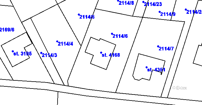 Parcela st. 4168 v KÚ Rožnov pod Radhoštěm, Katastrální mapa