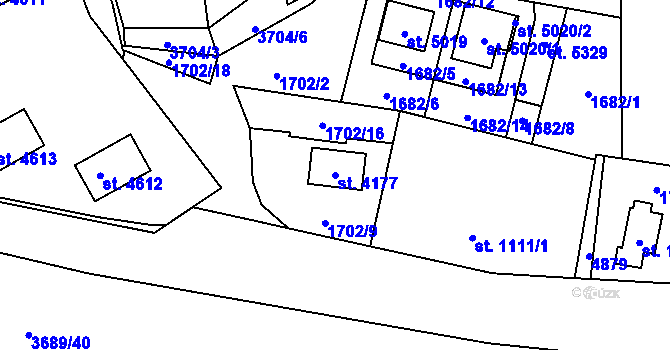 Parcela st. 4177 v KÚ Rožnov pod Radhoštěm, Katastrální mapa