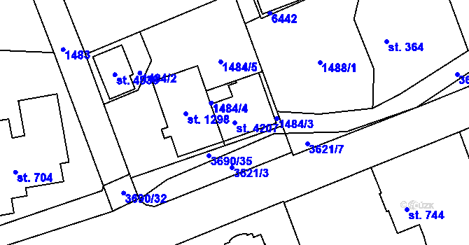 Parcela st. 4207 v KÚ Rožnov pod Radhoštěm, Katastrální mapa