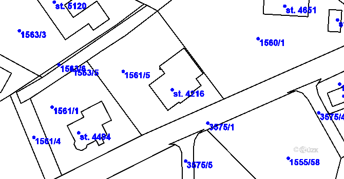 Parcela st. 4216 v KÚ Rožnov pod Radhoštěm, Katastrální mapa