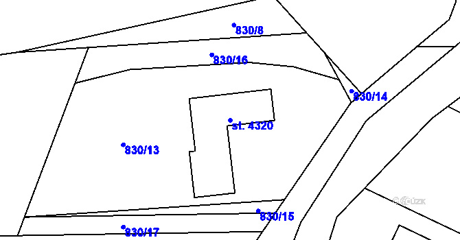 Parcela st. 4320 v KÚ Rožnov pod Radhoštěm, Katastrální mapa