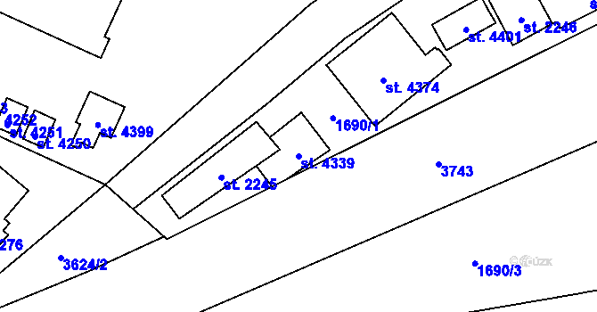 Parcela st. 4339 v KÚ Rožnov pod Radhoštěm, Katastrální mapa