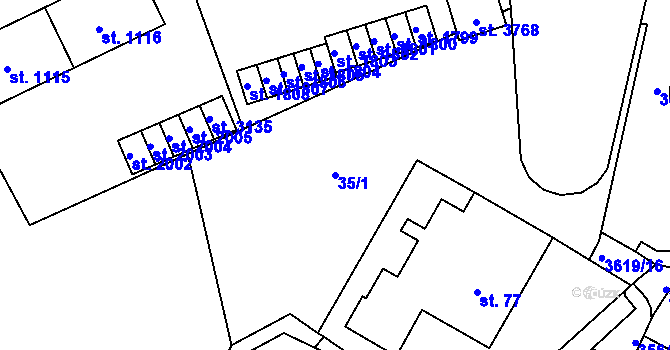 Parcela st. 35/1 v KÚ Rožnov pod Radhoštěm, Katastrální mapa