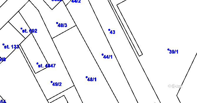 Parcela st. 44 v KÚ Rožnov pod Radhoštěm, Katastrální mapa