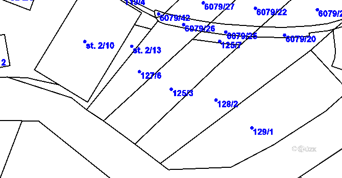 Parcela st. 125/3 v KÚ Rožnov pod Radhoštěm, Katastrální mapa
