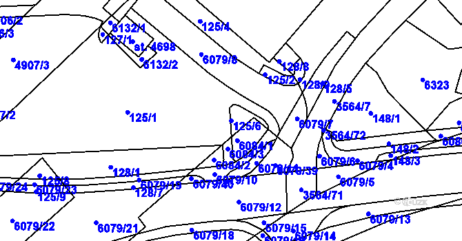 Parcela st. 125/6 v KÚ Rožnov pod Radhoštěm, Katastrální mapa