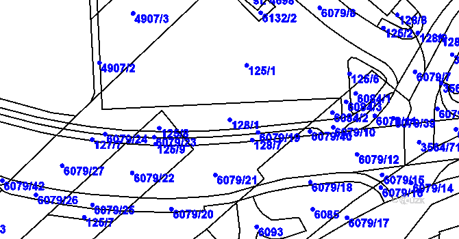 Parcela st. 128/1 v KÚ Rožnov pod Radhoštěm, Katastrální mapa