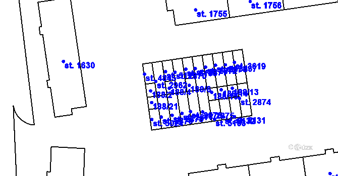 Parcela st. 188/4 v KÚ Rožnov pod Radhoštěm, Katastrální mapa