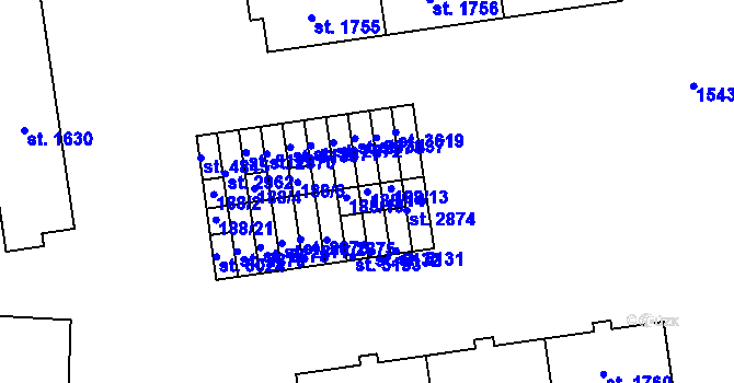 Parcela st. 188/14 v KÚ Rožnov pod Radhoštěm, Katastrální mapa