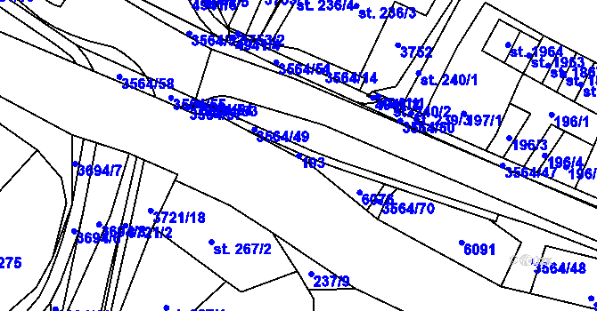 Parcela st. 193 v KÚ Rožnov pod Radhoštěm, Katastrální mapa