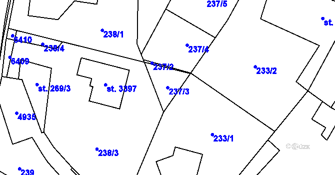 Parcela st. 237/3 v KÚ Rožnov pod Radhoštěm, Katastrální mapa