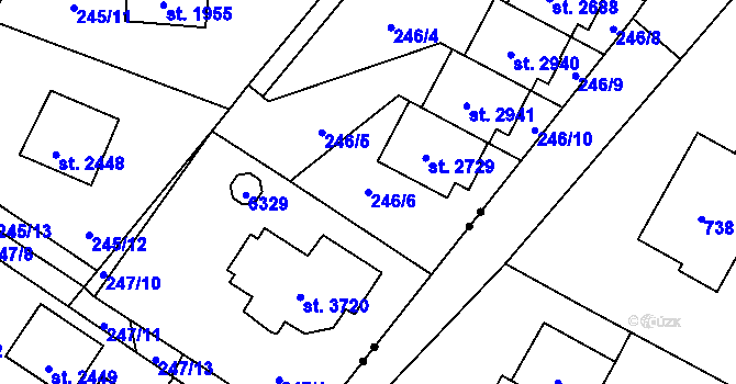 Parcela st. 246/6 v KÚ Rožnov pod Radhoštěm, Katastrální mapa
