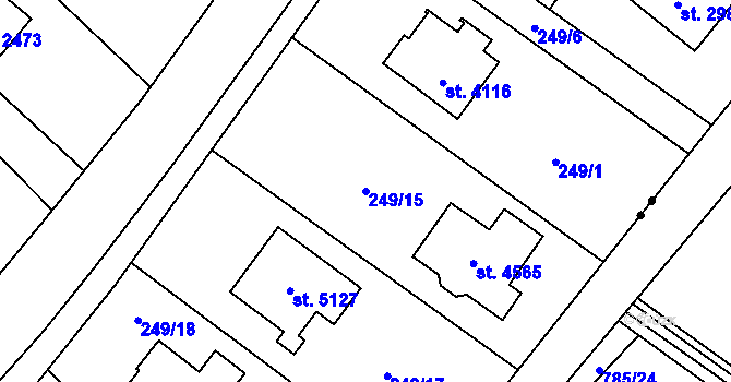 Parcela st. 249/15 v KÚ Rožnov pod Radhoštěm, Katastrální mapa