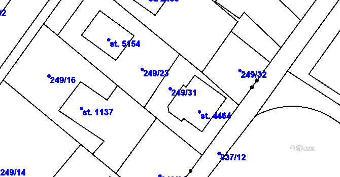 Parcela st. 249/31 v KÚ Rožnov pod Radhoštěm, Katastrální mapa