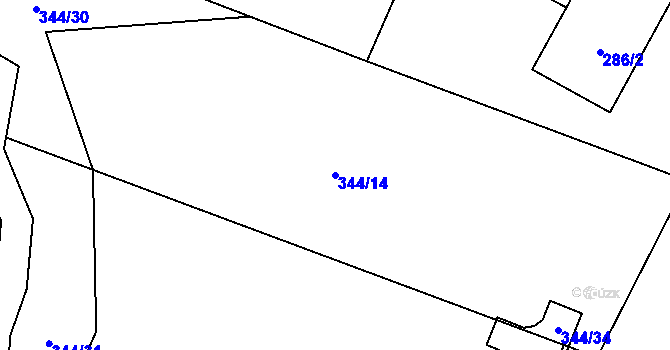 Parcela st. 344/14 v KÚ Rožnov pod Radhoštěm, Katastrální mapa