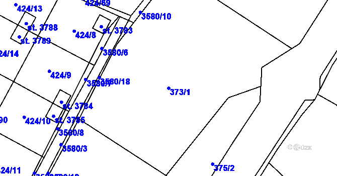 Parcela st. 373/1 v KÚ Rožnov pod Radhoštěm, Katastrální mapa