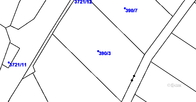 Parcela st. 390/3 v KÚ Rožnov pod Radhoštěm, Katastrální mapa