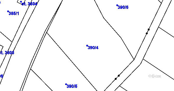 Parcela st. 390/4 v KÚ Rožnov pod Radhoštěm, Katastrální mapa