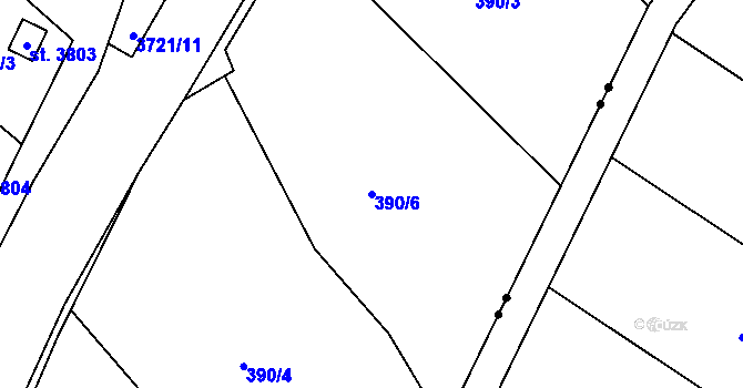 Parcela st. 390/6 v KÚ Rožnov pod Radhoštěm, Katastrální mapa