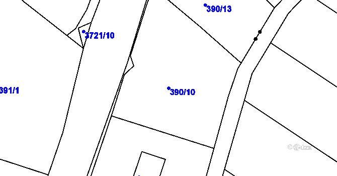 Parcela st. 390/10 v KÚ Rožnov pod Radhoštěm, Katastrální mapa