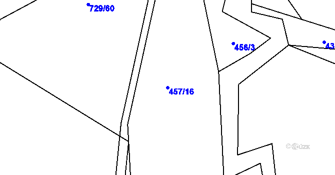 Parcela st. 457/16 v KÚ Rožnov pod Radhoštěm, Katastrální mapa