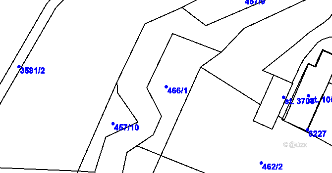 Parcela st. 466/1 v KÚ Rožnov pod Radhoštěm, Katastrální mapa