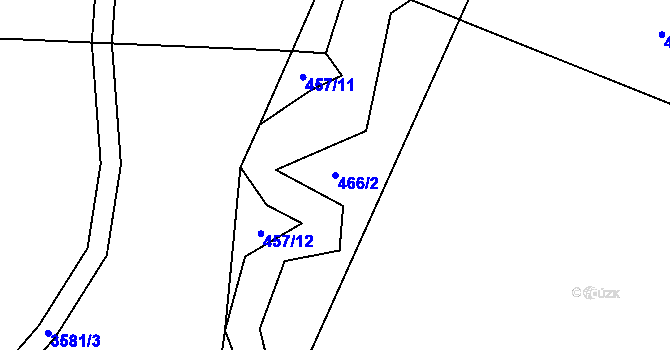 Parcela st. 466/2 v KÚ Rožnov pod Radhoštěm, Katastrální mapa