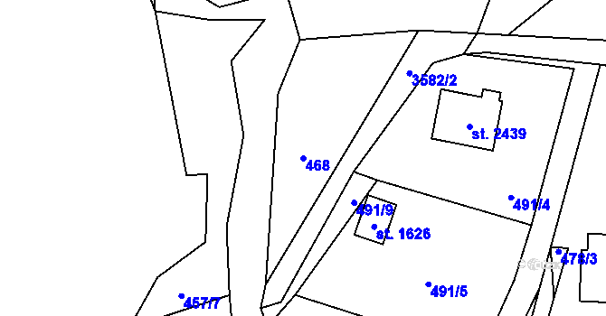 Parcela st. 468 v KÚ Rožnov pod Radhoštěm, Katastrální mapa