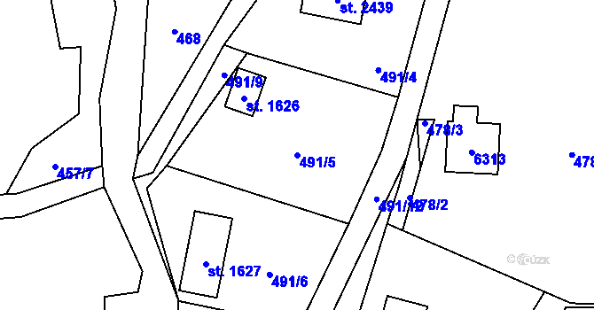 Parcela st. 491/5 v KÚ Rožnov pod Radhoštěm, Katastrální mapa