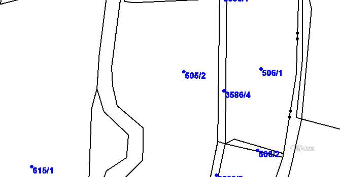 Parcela st. 505 v KÚ Rožnov pod Radhoštěm, Katastrální mapa