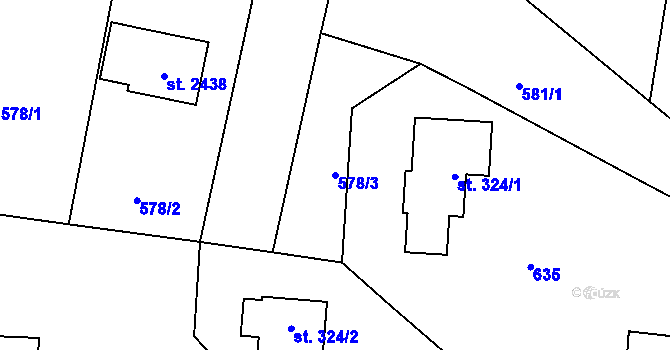 Parcela st. 578/3 v KÚ Rožnov pod Radhoštěm, Katastrální mapa
