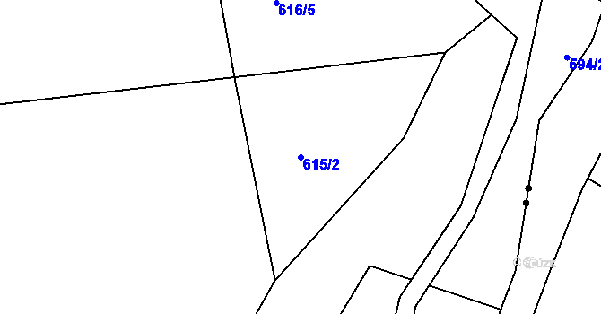 Parcela st. 615/2 v KÚ Rožnov pod Radhoštěm, Katastrální mapa