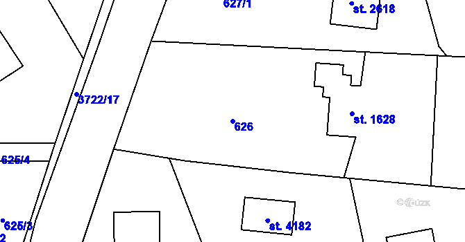 Parcela st. 626 v KÚ Rožnov pod Radhoštěm, Katastrální mapa