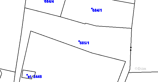 Parcela st. 685/1 v KÚ Rožnov pod Radhoštěm, Katastrální mapa