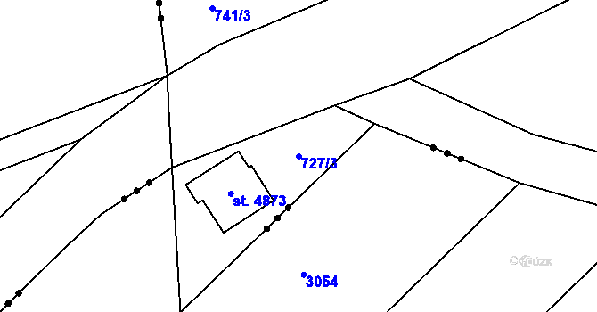 Parcela st. 727/3 v KÚ Rožnov pod Radhoštěm, Katastrální mapa