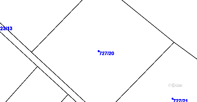 Parcela st. 727/20 v KÚ Rožnov pod Radhoštěm, Katastrální mapa