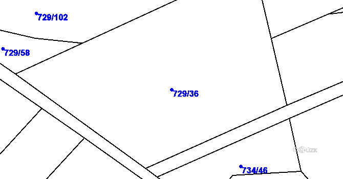 Parcela st. 729/36 v KÚ Rožnov pod Radhoštěm, Katastrální mapa