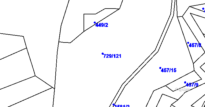 Parcela st. 729/121 v KÚ Rožnov pod Radhoštěm, Katastrální mapa