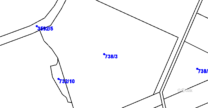 Parcela st. 738/3 v KÚ Rožnov pod Radhoštěm, Katastrální mapa
