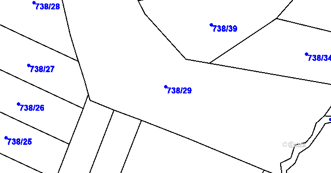 Parcela st. 738/29 v KÚ Rožnov pod Radhoštěm, Katastrální mapa