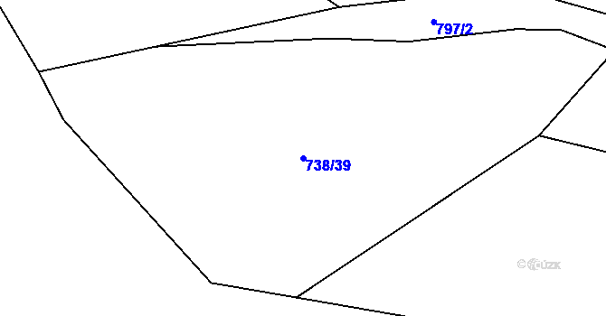 Parcela st. 738/39 v KÚ Rožnov pod Radhoštěm, Katastrální mapa
