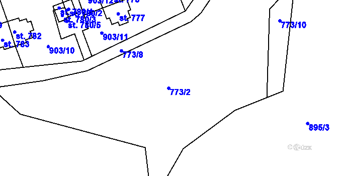 Parcela st. 773/2 v KÚ Rožnov pod Radhoštěm, Katastrální mapa