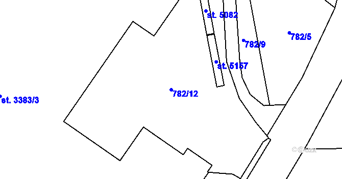 Parcela st. 782/12 v KÚ Rožnov pod Radhoštěm, Katastrální mapa