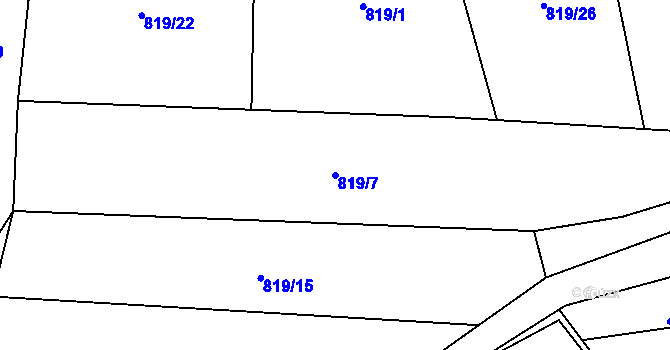 Parcela st. 819/7 v KÚ Rožnov pod Radhoštěm, Katastrální mapa